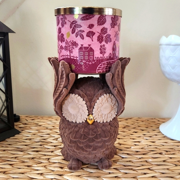 New Bath & Body Works Owl 3 Wick Candle Holder Decor Gift HTF - Picture 2 of 7